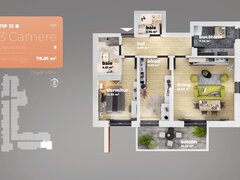 Piata Sudului  apartament 3 camere 79.81 mp utili